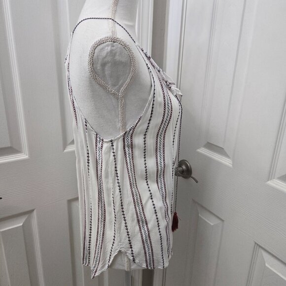 Rails Liv Braided Stripe Cami Tank Top Small White Stripe Keyhole Racerback Boho - Picture 5 of 13